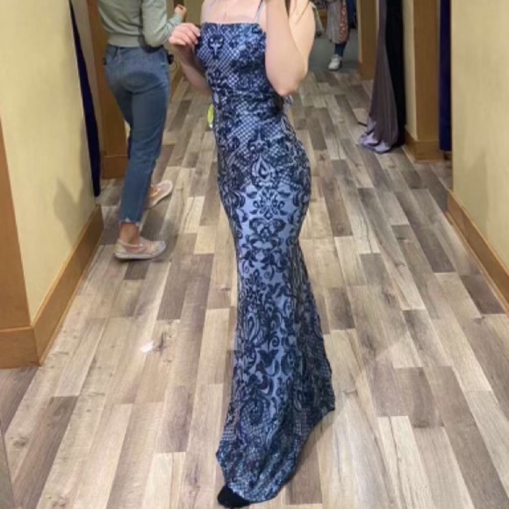 Blue slim fit prom dress! Very comfy, only worn once!